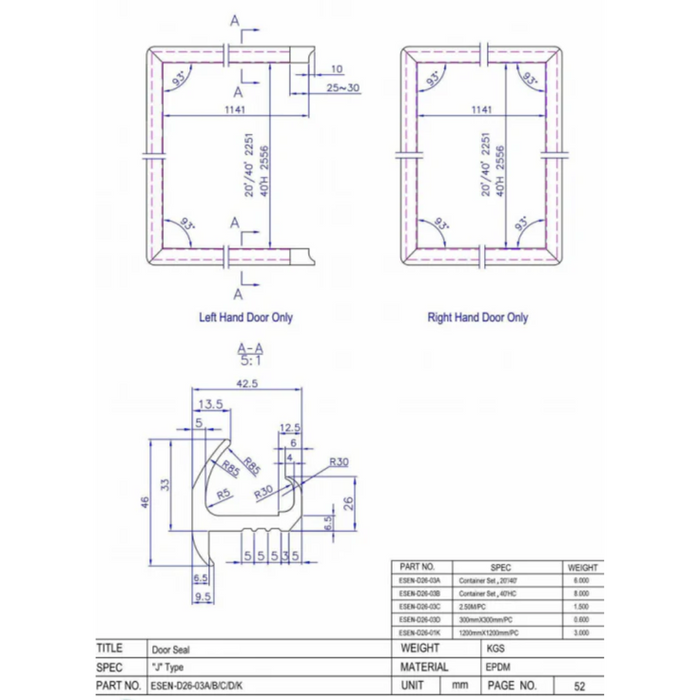 Container-Türdichtungen (Set)