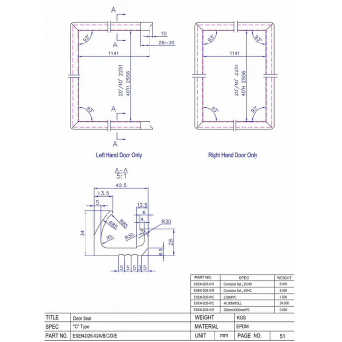 Container-Türdichtungen (Set)